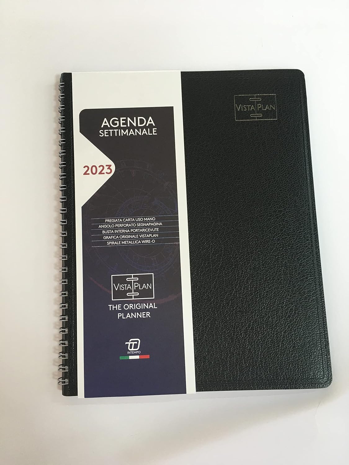 Agenda INTEMPO Settimanale 21x28 cm Spiralata VISTAPLAN Papercoat Nero