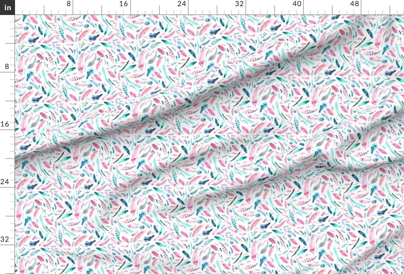 Spoonflower Fabric - Feather, Watercolor, Aqua, Pink, Pastel, Girl, Dream Catcher Printed on Upholstery Velvet Fabric Fat Quarter - Upholstery Home Decor Bottomweight Apparel