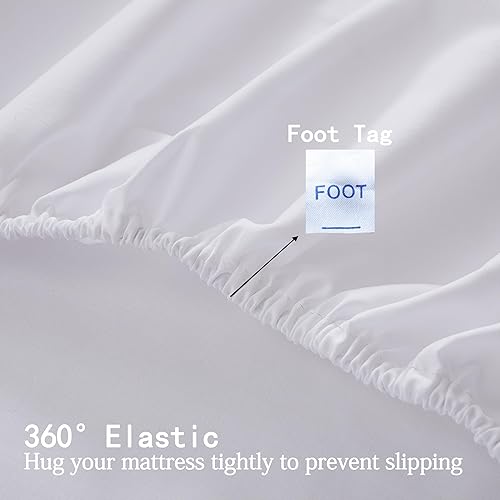 Miniatura 6 de Sábanas bajeras bajeras de tamaño individual 100% algodón egipcio de 600 hilos, bolsillo profundo de 16 pulgadas, ultra suaves, lujosas, duraderas,