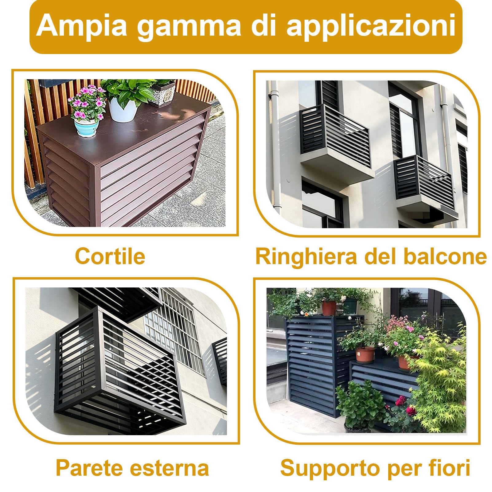 Copertura AC In Alluminio Copri Motore Condizionatore Esterno, 2-3P Copertura per Pompa di Calore, Cover Clima Blade - Protegge da Sole, Vento, Riduce Rumore, Marrone, L110×W60×H80cm