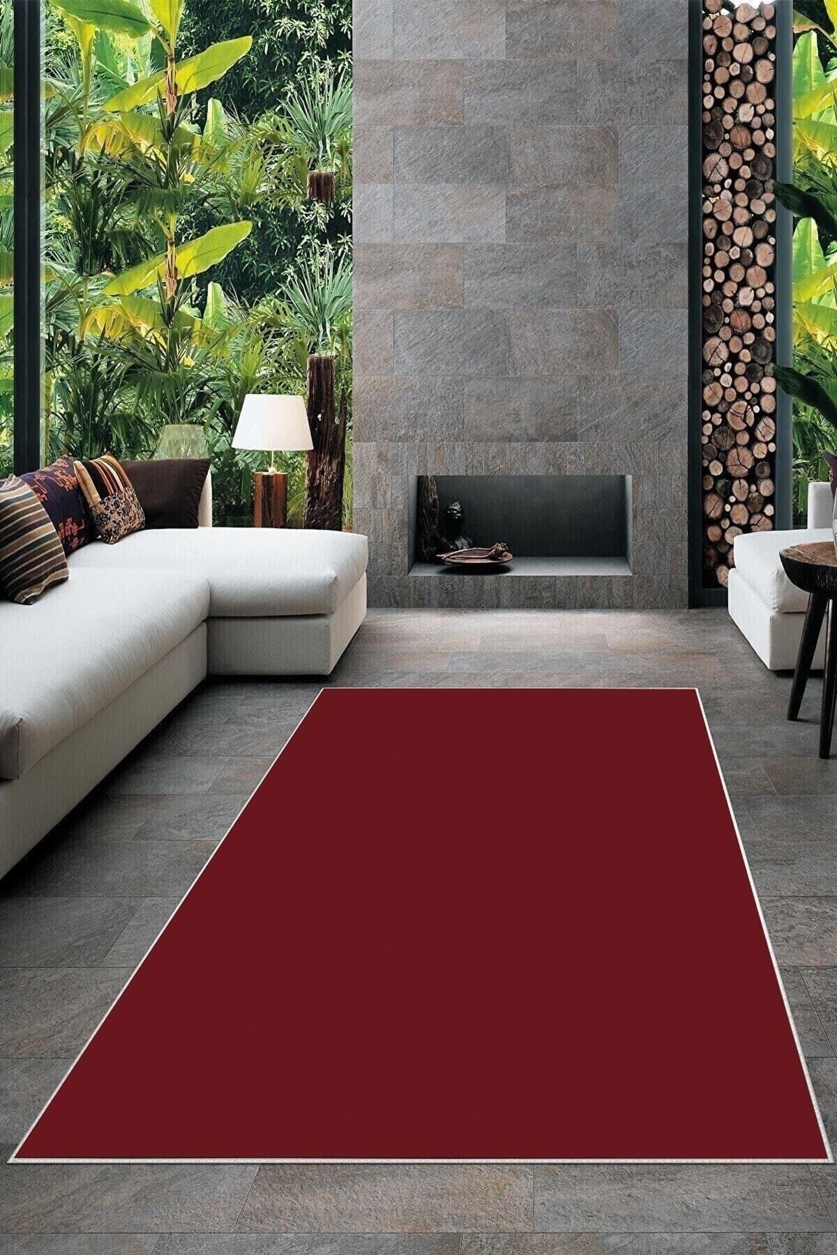 Pelangi Bordo Desenli Yıkanabilir Kaymaz Taban Leke Tutmaz Modern Salon Halısı ve Yolluk, Bordo 100 x 300, 135829010030005