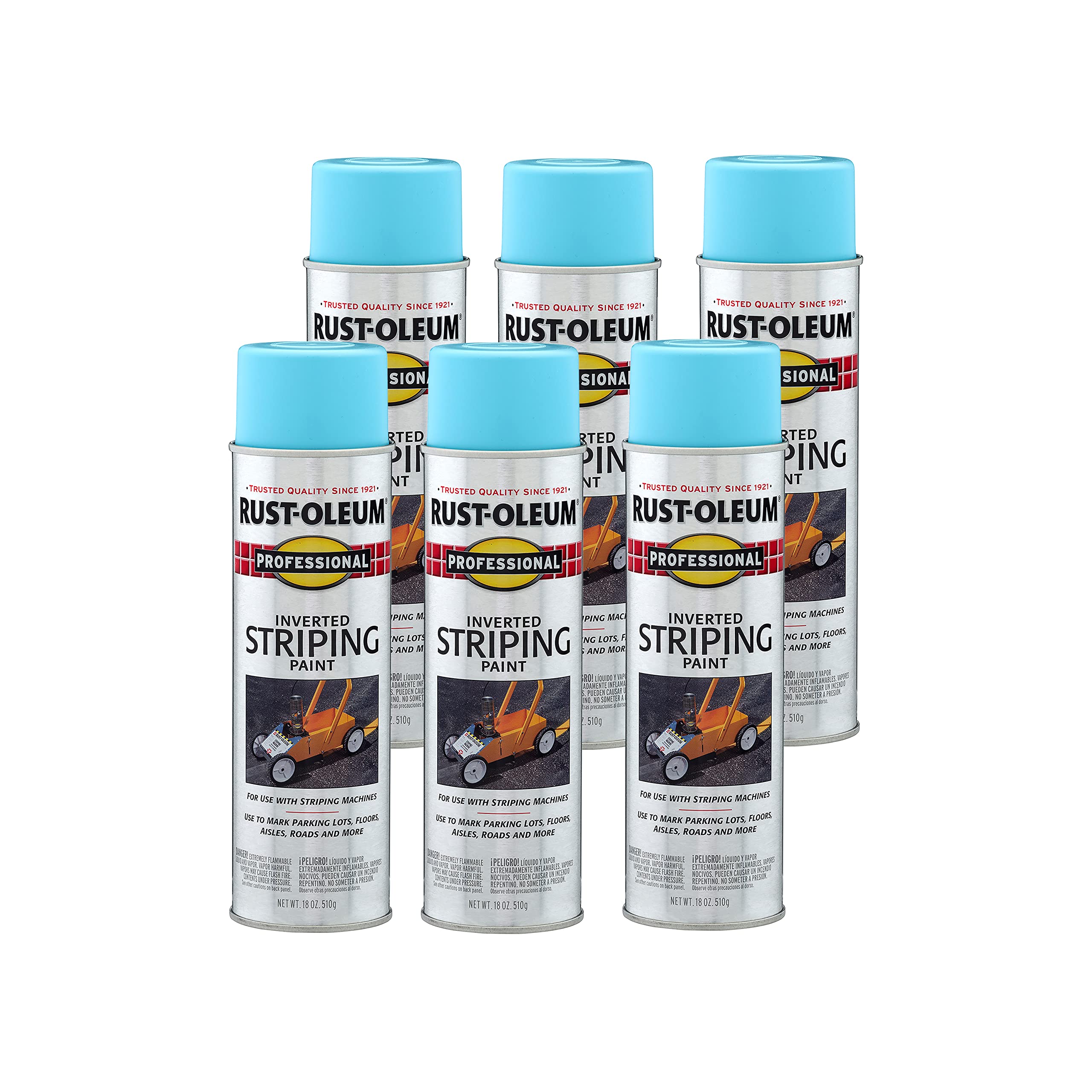 Rust-Oleum Professional Inverted Striping Blue Spray Paint | Parking Lot Striping, Athletic Field Marking, High Visibility Lines, Upside Down Spray System, Durable Coverage, 18 oz