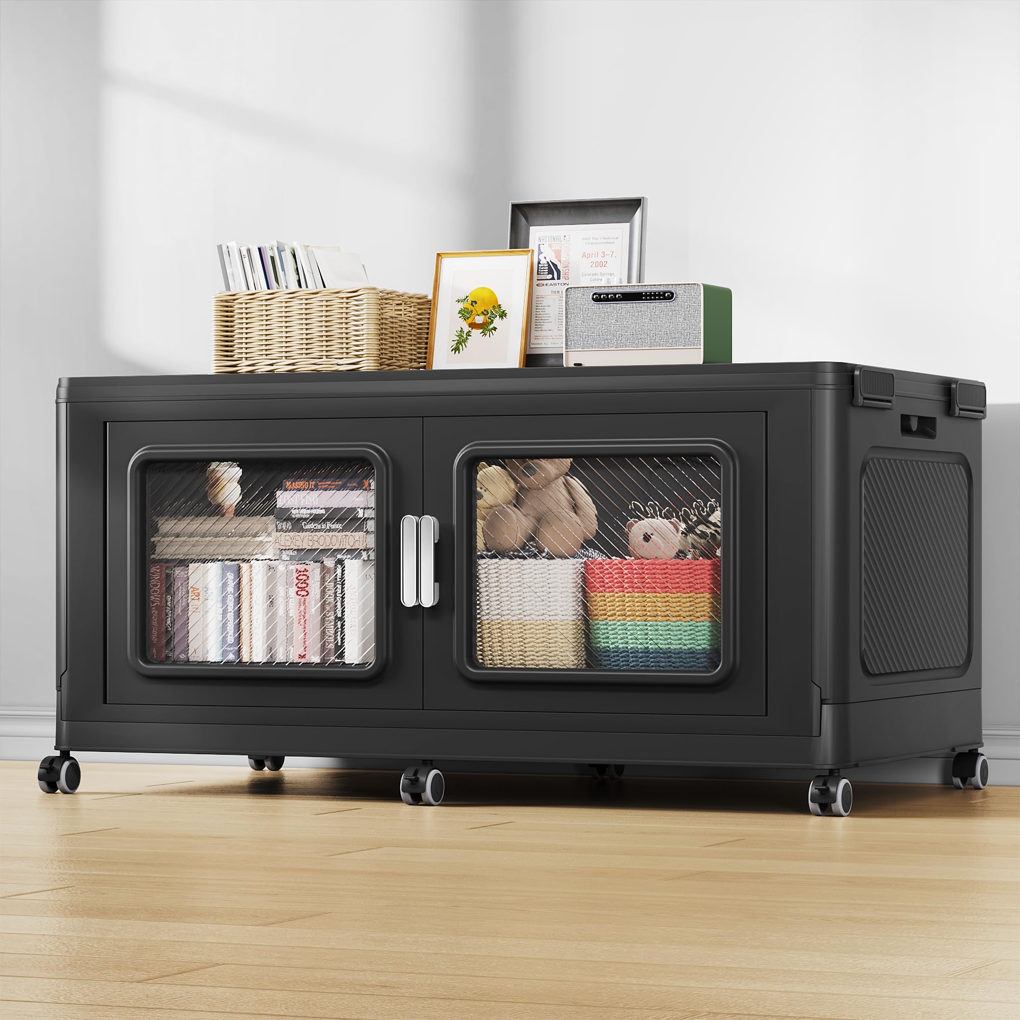 BROVIEW 300 Qt Extra Large Stackable Storage Bin with Lid, 1 Pack Black