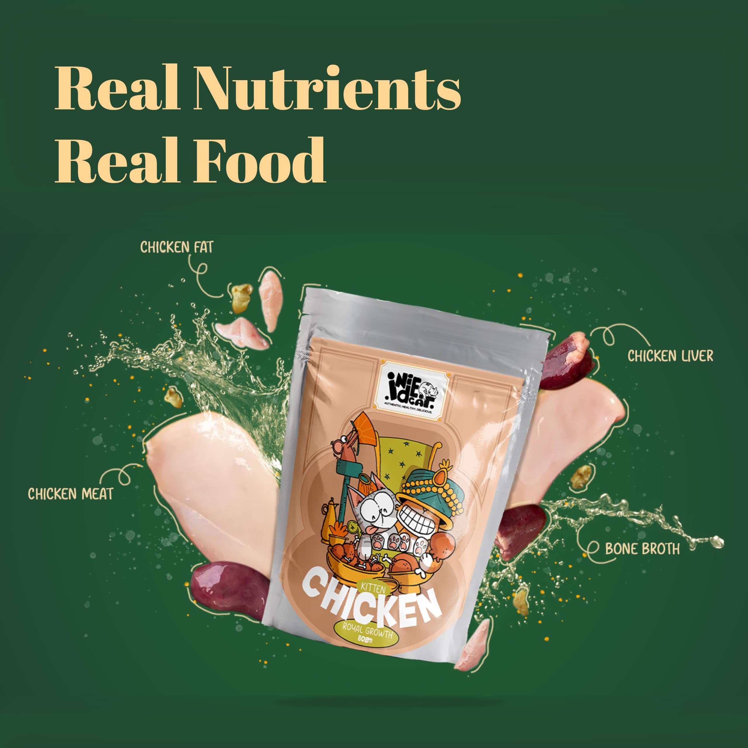 Indie Cat Kitten (2-12 Months) Chicken Royal Growth Meal (80g), Wet Food for Kittens, Grain & Gluten Free, Natural Healthy Minced Cat Food Pouch - Pack of 5 3