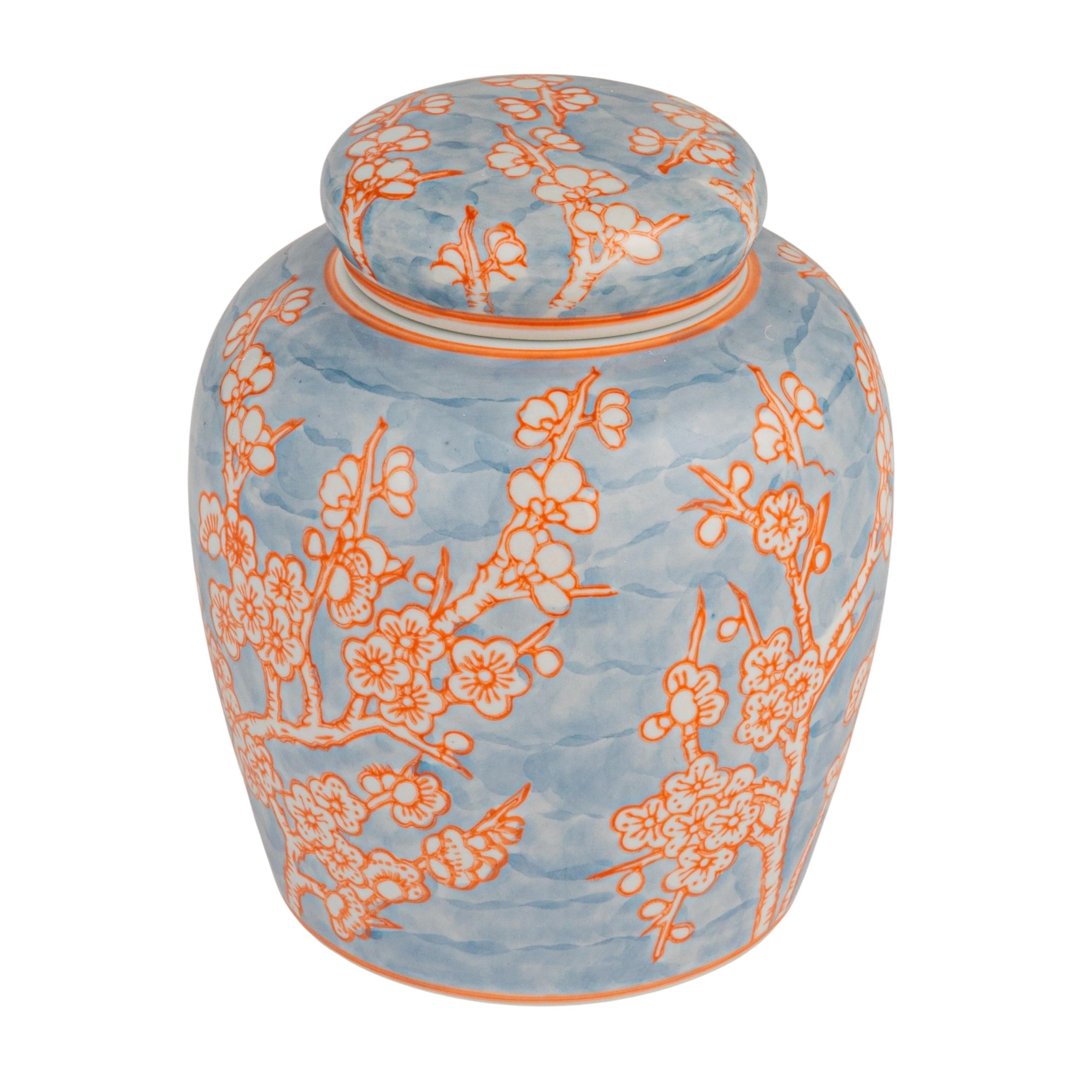 Creative Co-Op Decorative Ceramic Ginger Jar with Lid for Spaces, Blue