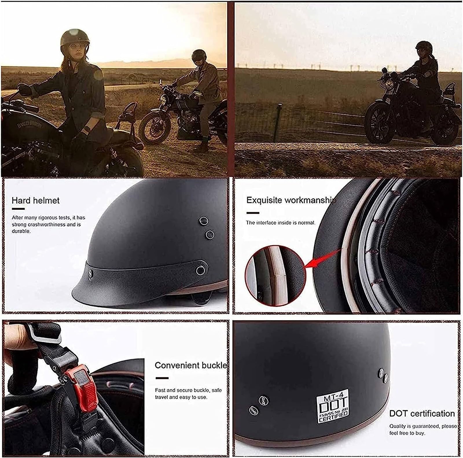 Motorrad Halbhelme Brain-Cap mit ECE Genehmigt mit Visier Brain-Cap Halbschale Roller-Helm Scooter-Helm Jet-Helm Retro Für Erwachsene Herren Damen