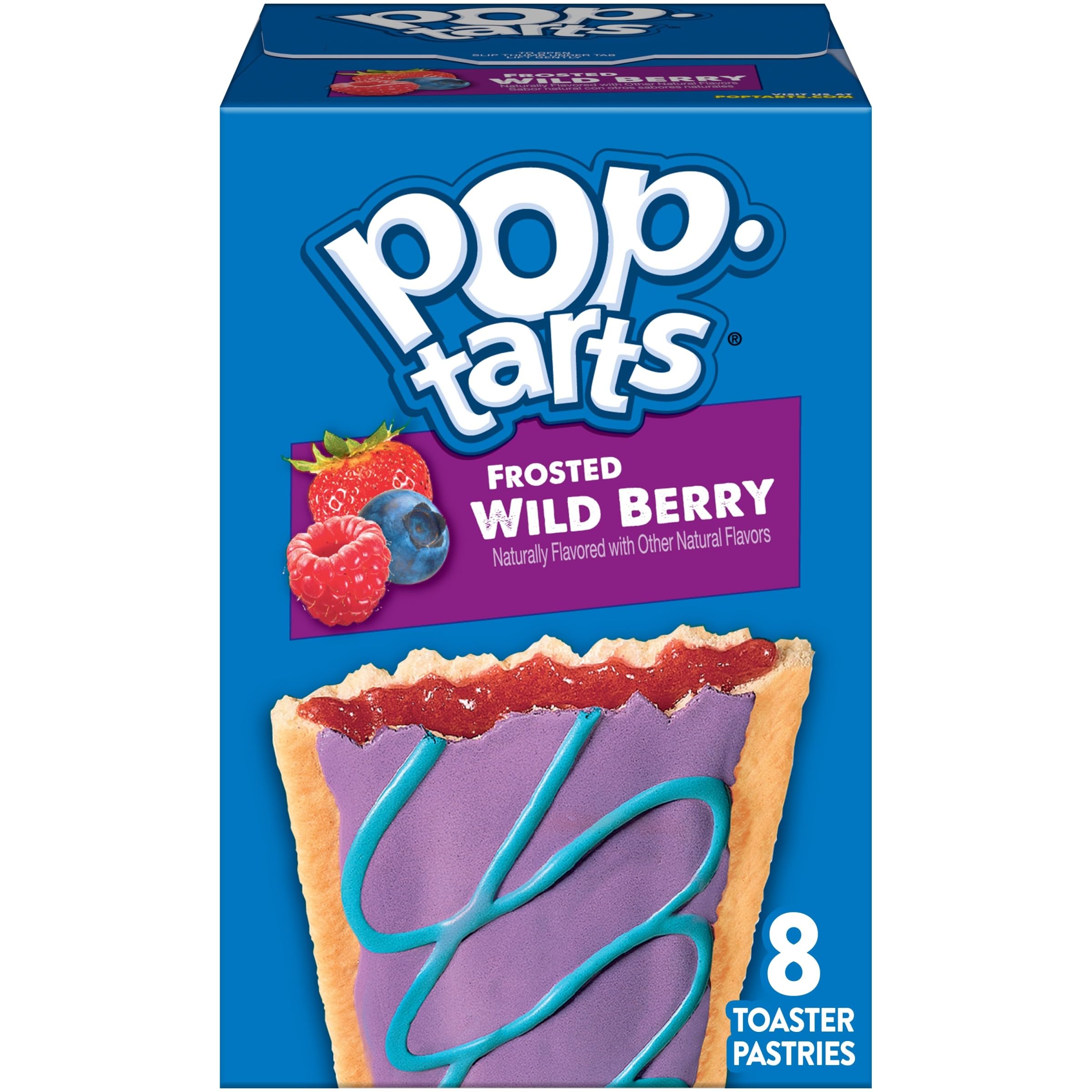 Toaster Pastries, Breakfast Foods, Kids Snacks, Frosted Wild Berry, 13.5oz Box (8 Pop-Tarts)
