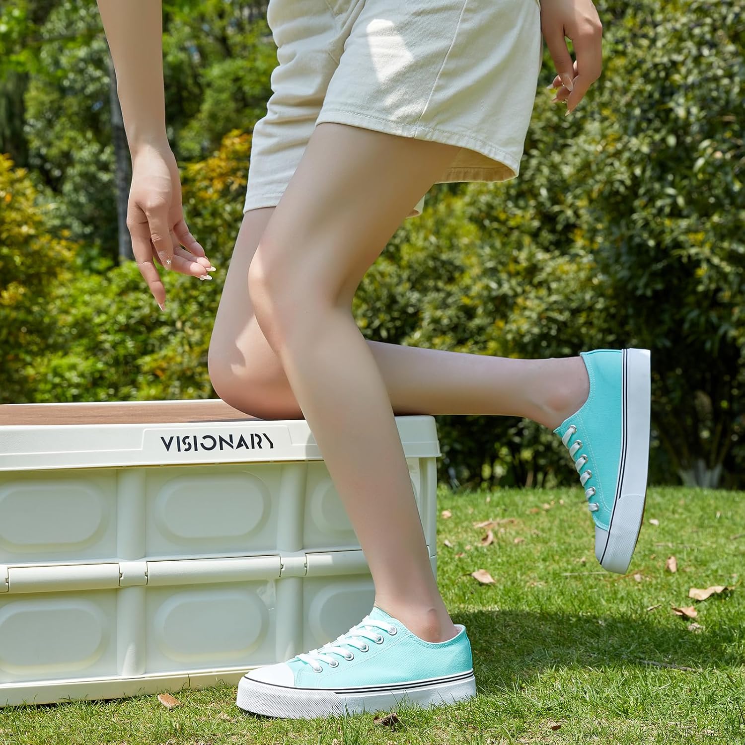 ZGR Womens White Tennis Shoes for Women,Lace up Canvas Sneakers,Casual Walking Canvas Shoes - Image 8