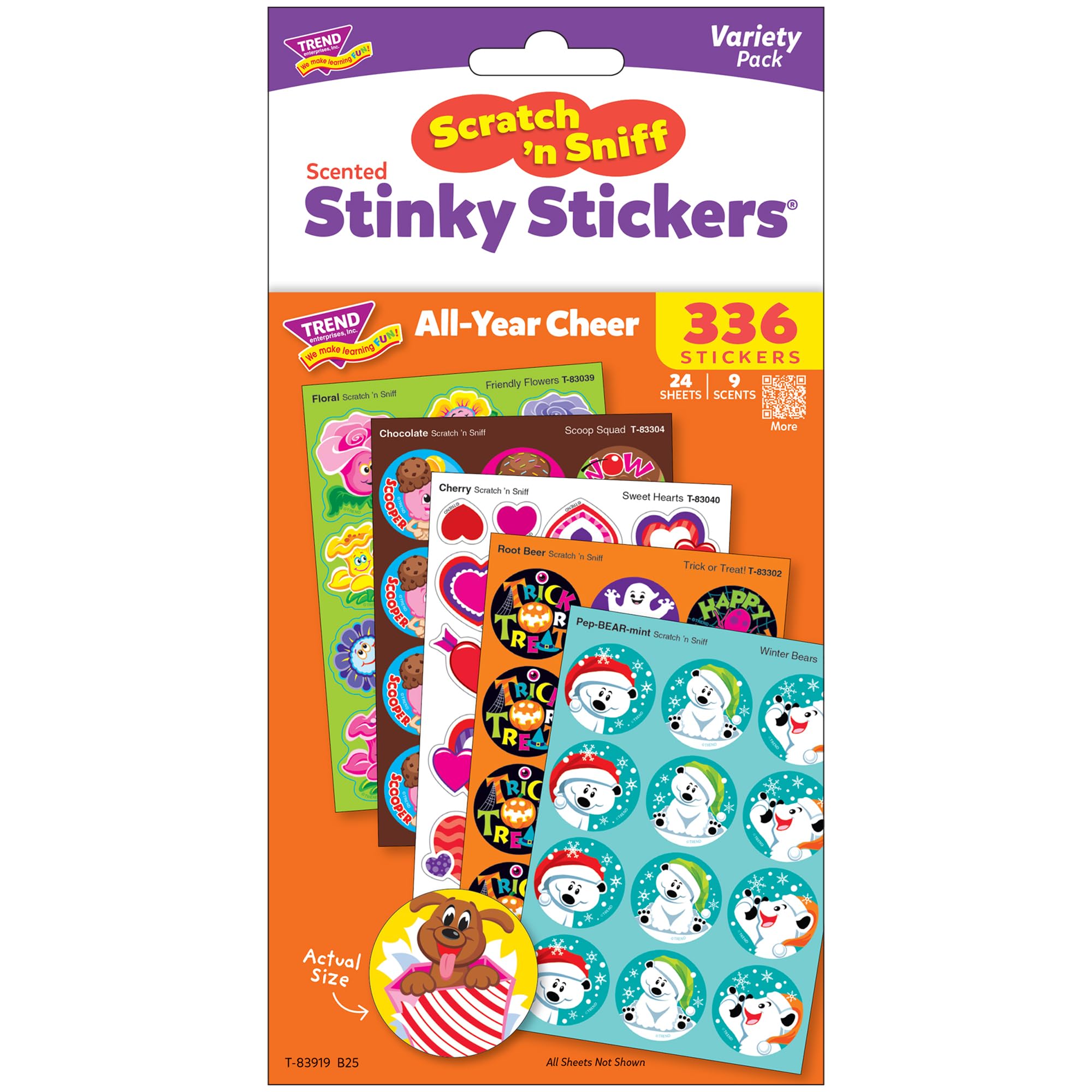 All Year Cheer Stinky Stickers Variety Pack by TREND Enterprises, Inc.; 336 ct.; 70 Designs, 8 scents