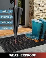 Vista 3 de Tapete para puerta delantera interior y exterior, tapete resistente de 16 x 32 pulgadas para entrada, tapete absorbente de bajo perfil de bienvenida