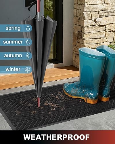 Miniatura 2 de Tapete para puerta delantera interior y exterior, 3 x 10 pies, resistente para entrada, tapete absorbente de bajo perfil de bienvenida