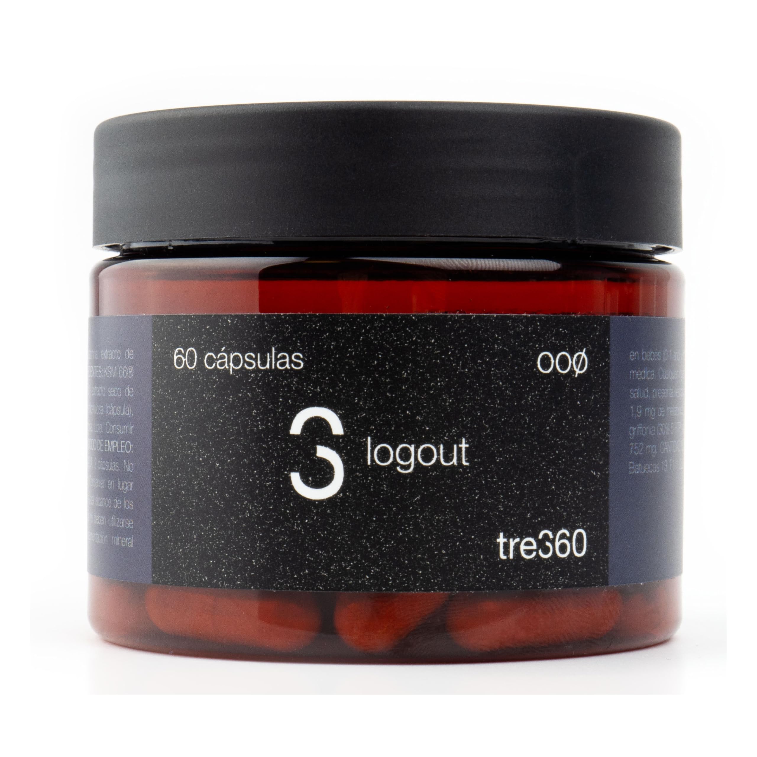 Tres60 - Logout Sueño y Descanso – 60 Cápsulas - Melatonina 1,9 mg, Ashwagandha KSM-66®, Griffonia 5-HTP y Magnesio - Complemento para Dormir Mejor y Favorecer el Descanso Nocturno