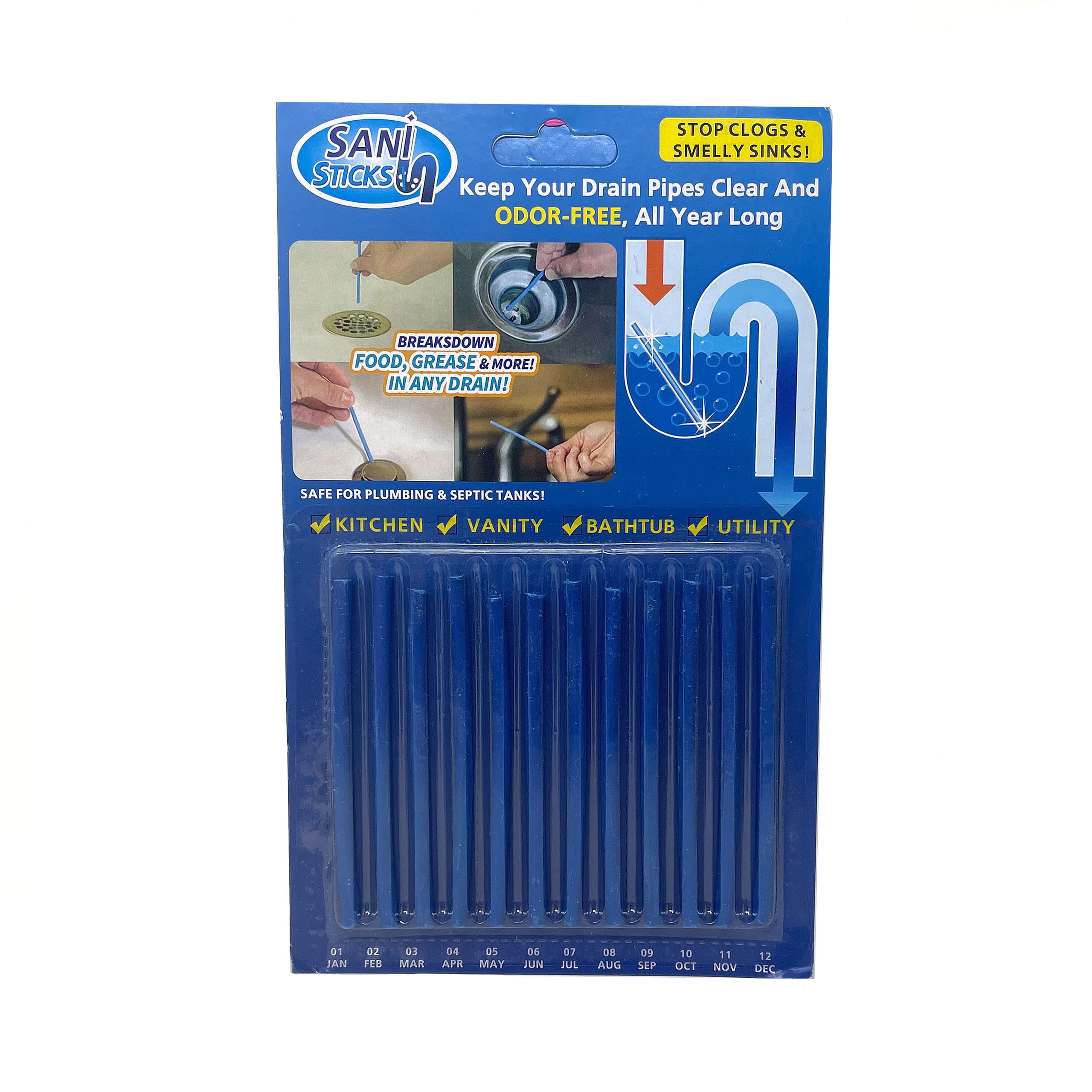 HazeldeneDrain Sticks, Enzyme Cleaner for Bad Smells, Easy Flow Sink & Drain Unblocker, 12 Pack (1 Year Supply) Enzymatic Drains Cleaners for Kitchen, Bathroom, Basin & Bathtub