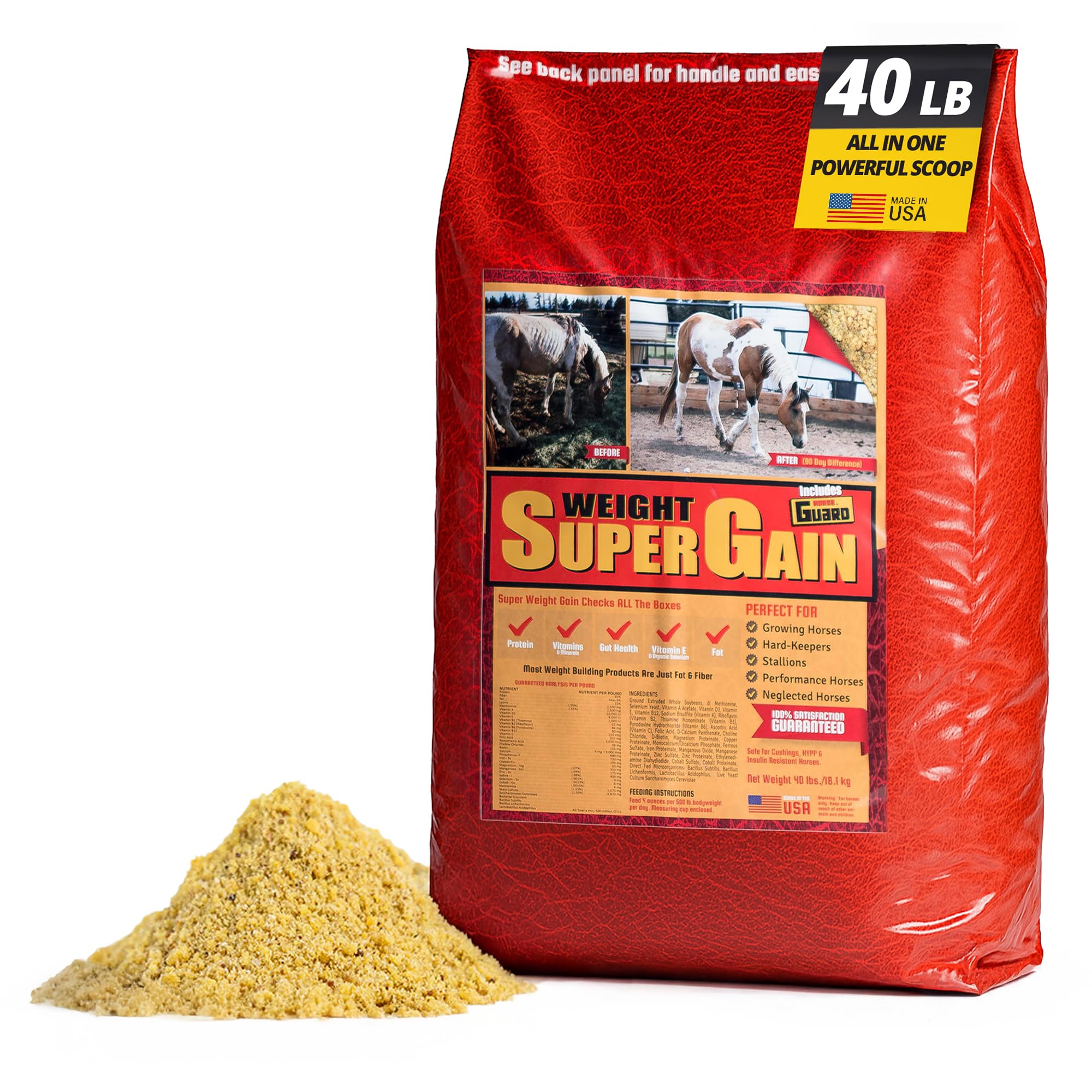 Super Weight Gain 40 lb, Equine Vitamin Mineral, Probiotic & Weight Gain Supplement