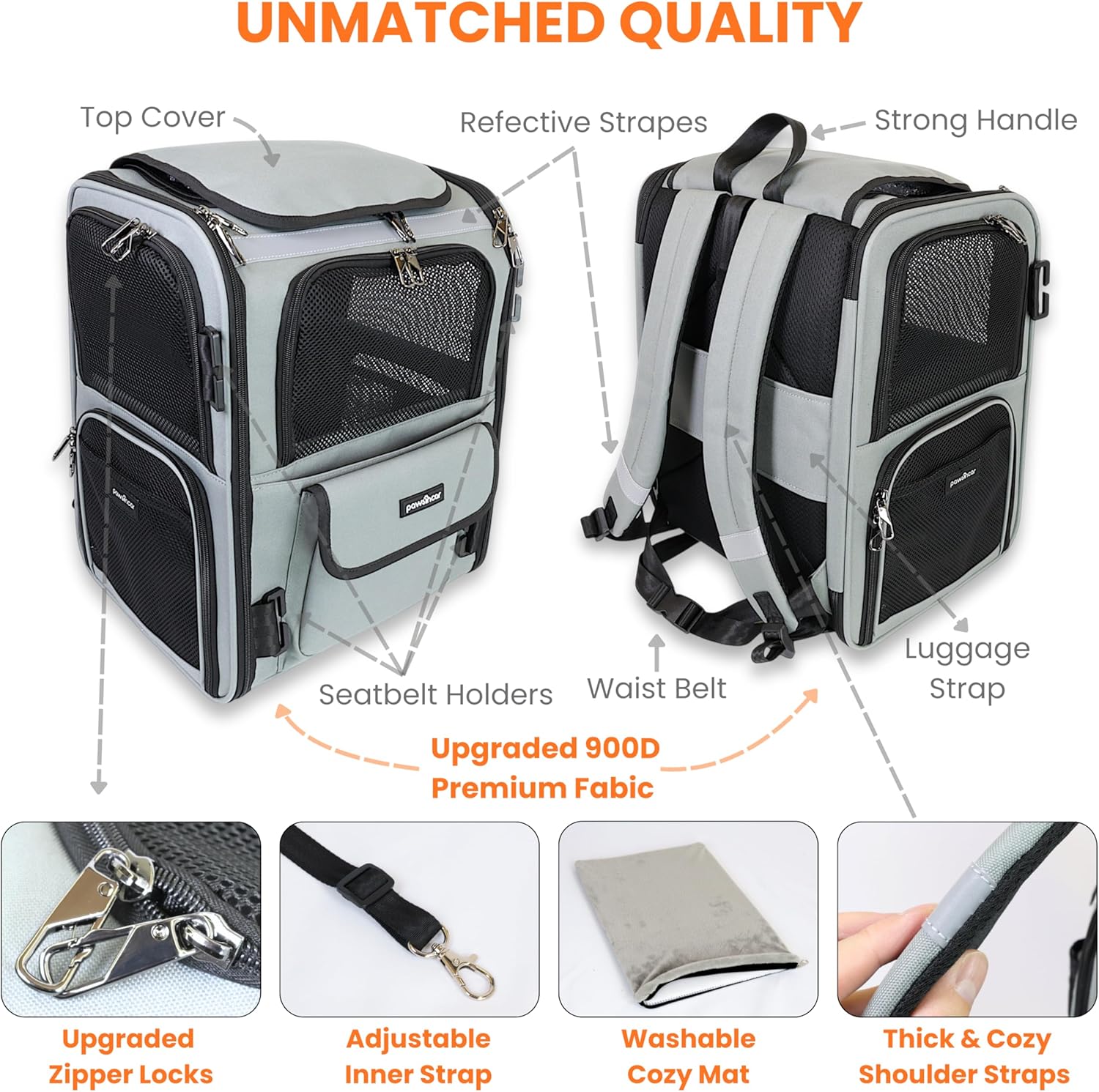 Crash-Tested Multi-Window Cat Backpack Carrier | 2-in-1 Lab-Tested Cat Car Seat & Dog Backpack Carrier | 4 Windows, 4-Side Breathable, Zipper Locks, Foldable | Perfect for Hiking & Pet Car Travel.
