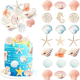 Rsstarxi 60 Pack Edible Seashell Cupcake Toppers Seashell Cake Decoratio...