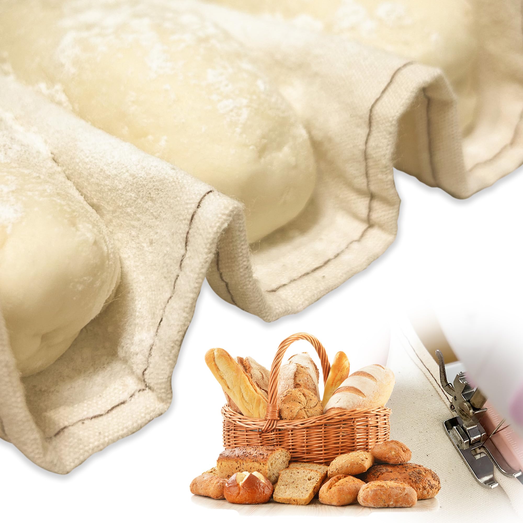 27 * 47inches Extra Large Proofing Cloth for Baking 100% Natural Cotton Bread Cloth Bread Couche for Baguettes Loaves Ciabatta Homemade