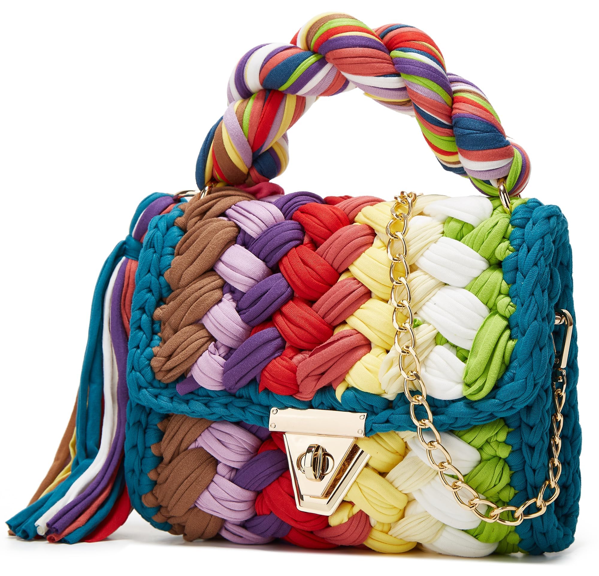Bolso de mano para mujer, tejido a mano, de ganchillo, bolso de hombro cruzado de ganchillo para bricolaje, bolso de mano tejido de punto, bolso de noche