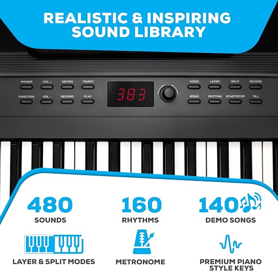 Alesis 88 Key Keyboard Piano with 480 Sounds, Speakers, USB MIDI, Carry-Bag, Stand, Headphones, Pedal and Piano Lessons for Beginners
