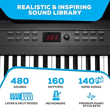 Alesis 88 Key Keyboard Piano with 480 Sounds, Speakers, USB MIDI, Carry-Bag, Stand, Headphones, Pedal and Piano Lessons for Beginners