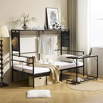 Amazon｜【2025 ロフトベッド シングル デスク付き 収納棚&有孔ボード