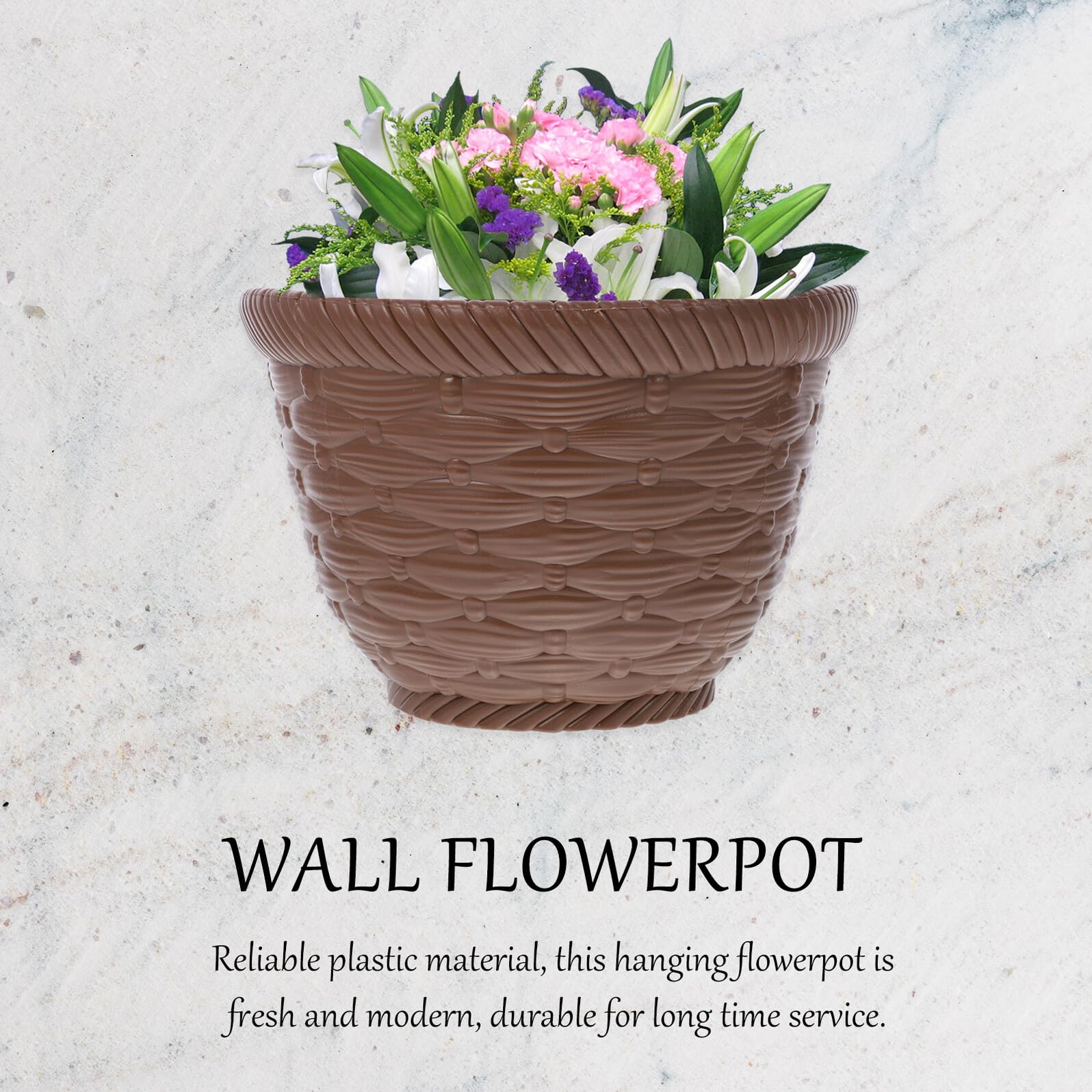 DECHOUS Pot de Fleurs Mural en Terre Cuite Imitation Osier Trou pour Accroche, pour Jardin et Balcon Extérieur