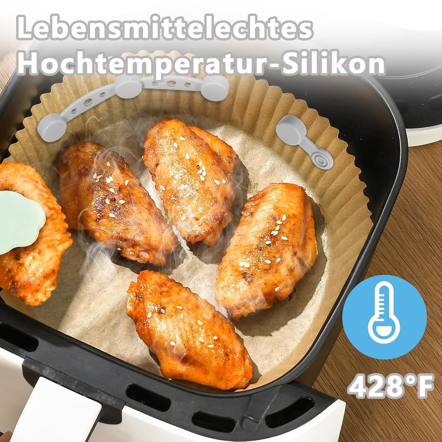 12Pcs Hebilla de Silicona Magnética Imanes Para Freidoras de Aire Resistente a Altas Temperaturas y Reutilizable Hebillas Magnéticas Accesorios para Airfryer para Sujetar Papel de Pergamino (gris) — view 6