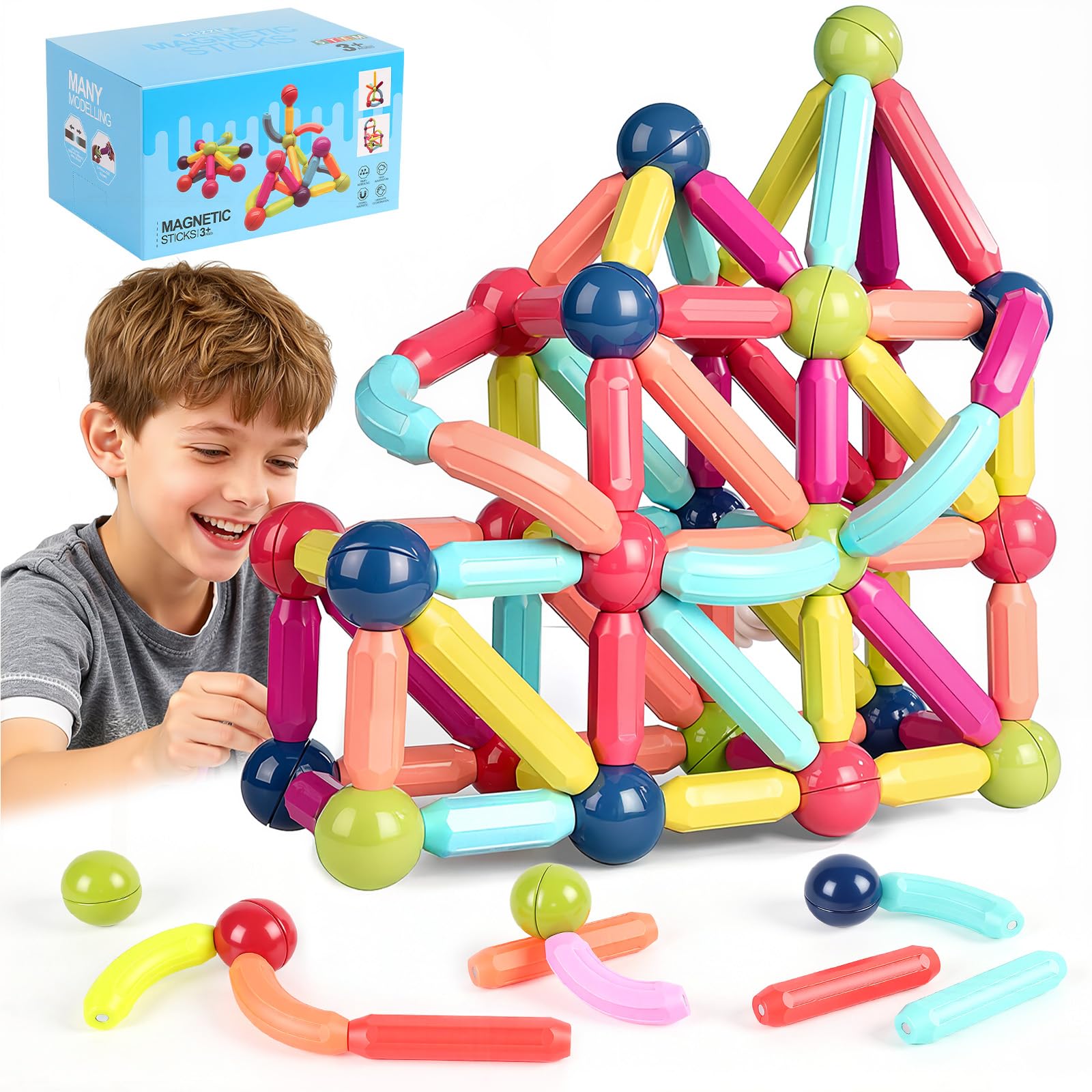 Yanlin 74 PCS Juguetes Magnética Construcción, Juguetes de Construcción 3D