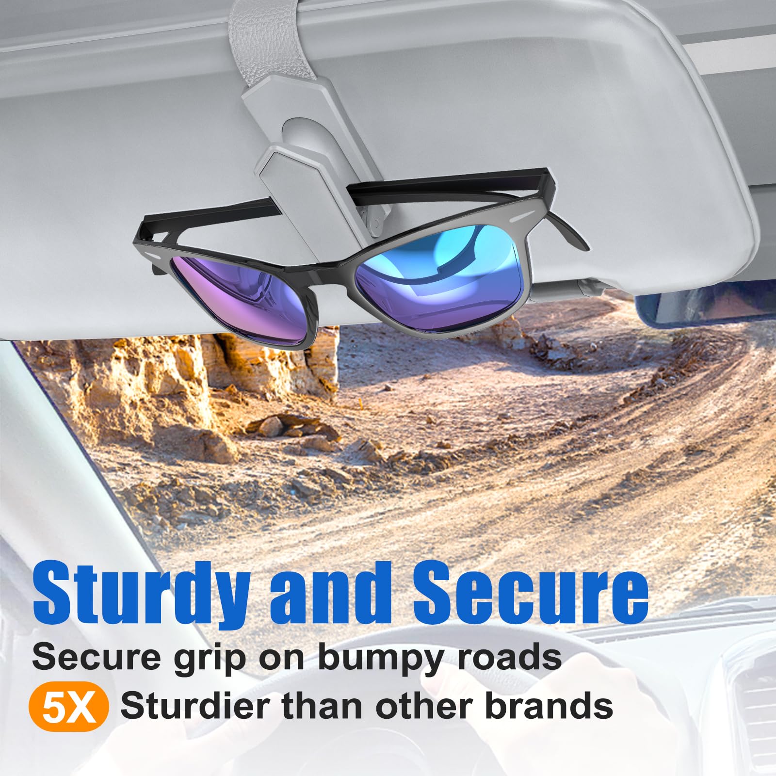 Veharvim Einhandbedienung, Sonnenbrillenhalter für Auto, Visier-Sonnenbrillen-Halter, Clip, Autozubehör innen, universelle Passform, Silikon, gepolsterte Visier-Sonnenbrillenhalterung, Auto