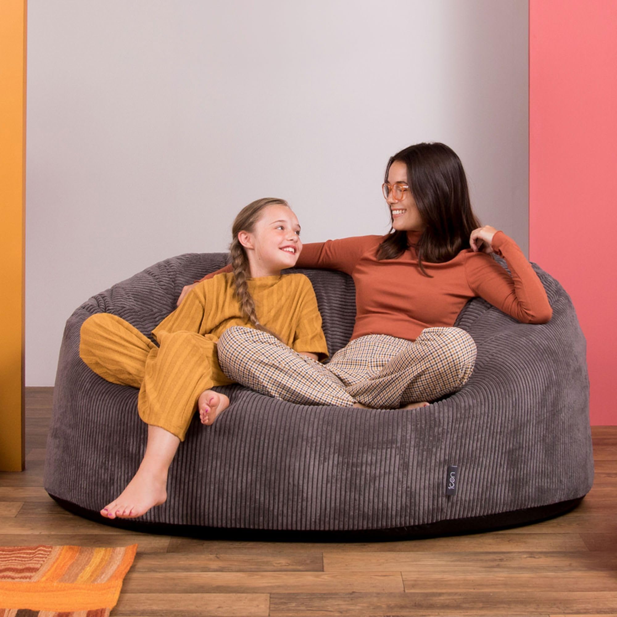 Icon Soul Cord XXL Sitzsack Sofa mit Füllung, Grau