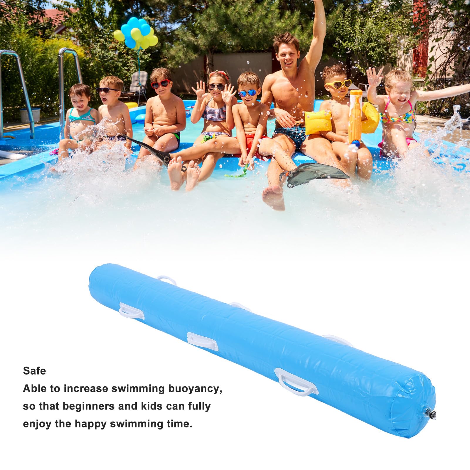 Blow Up Pool Noodles, Easy to Use PVC Inflatable Pool Pole for Water Recreation (Blue)