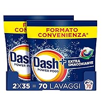 Dash Power Pods Detersivo Lavatrice In Capsule, Extra Smacchiante, 70 Lavaggi (2×35), Rimuove anche le macchie secche da 7 giorni, per una pulizia impeccabile