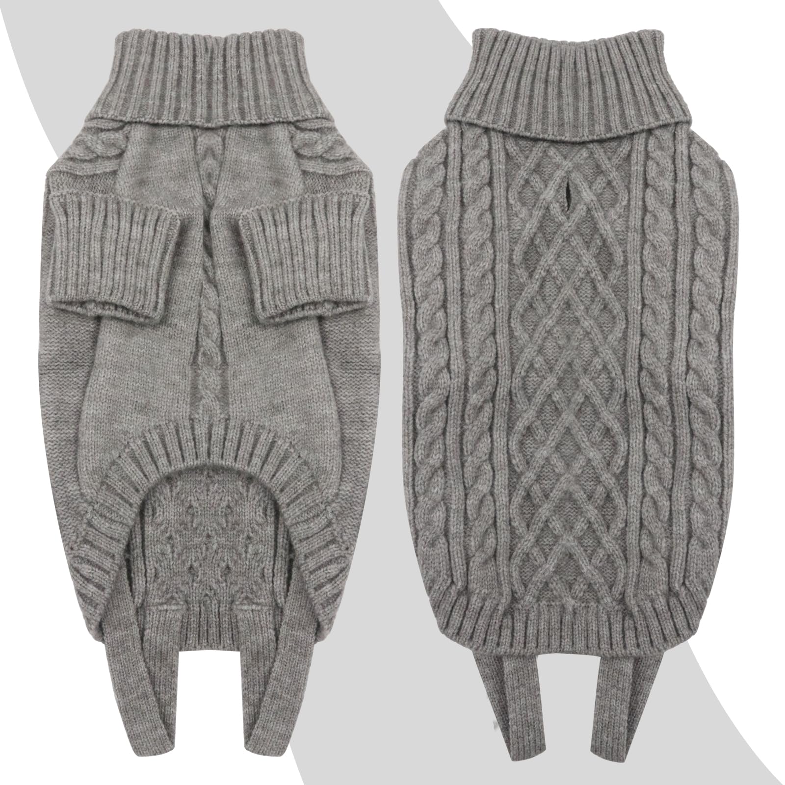 LiebeDD Maglioncino Cane Taglia Media - Classico Maglione Cane Caldo Lavoro a Maglia Cane con Foro per Guinzaglio, Maglioncino per Cani Bassotto Jack Russel (Grigio Natale M)