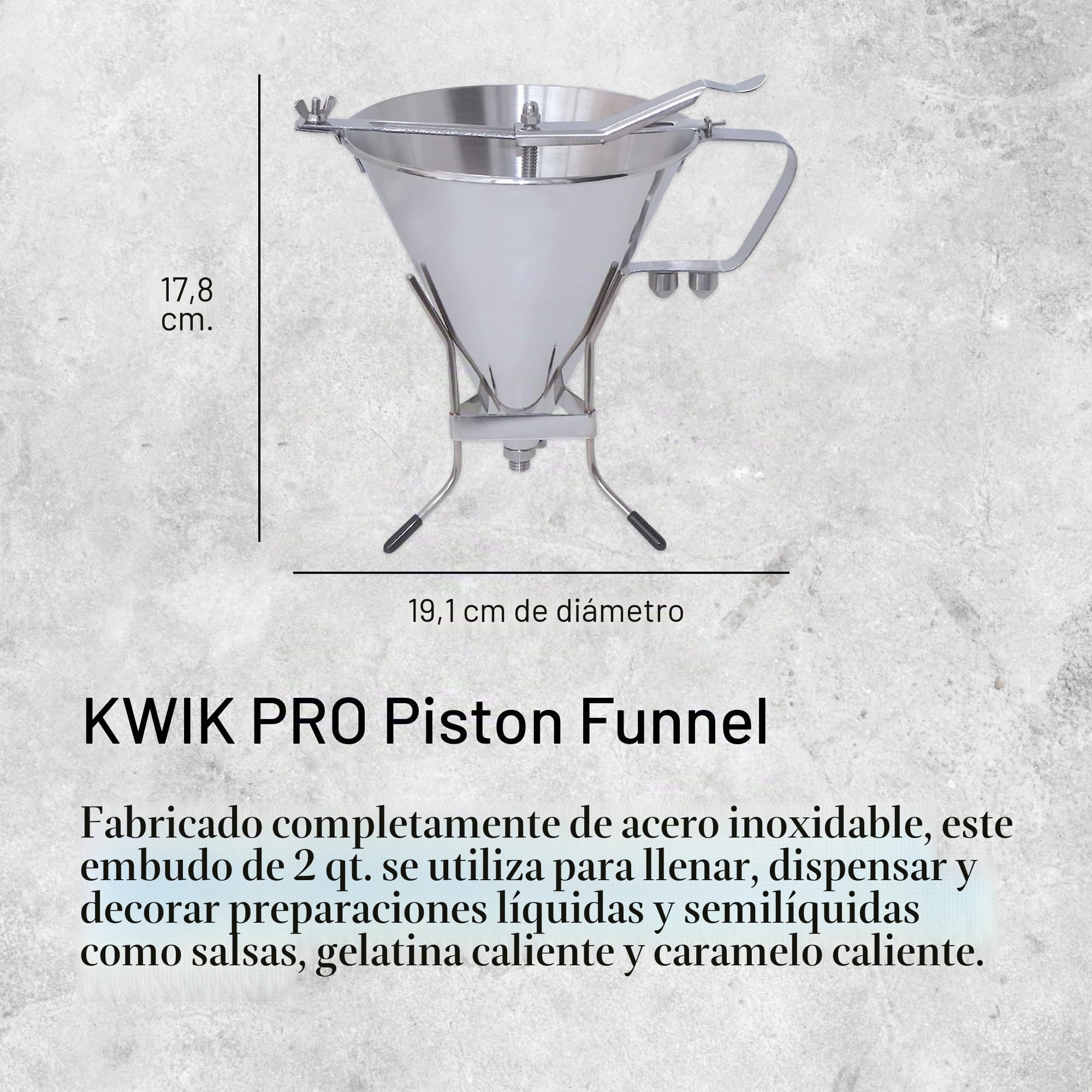 De Buyer, EMBUDO AUTOMATICO, TODO INOX, 3 CAUDALES,1,9 L. CON SOPORTE, Ø19 CM- 1,9 L., CON SOPORTE,3354.02