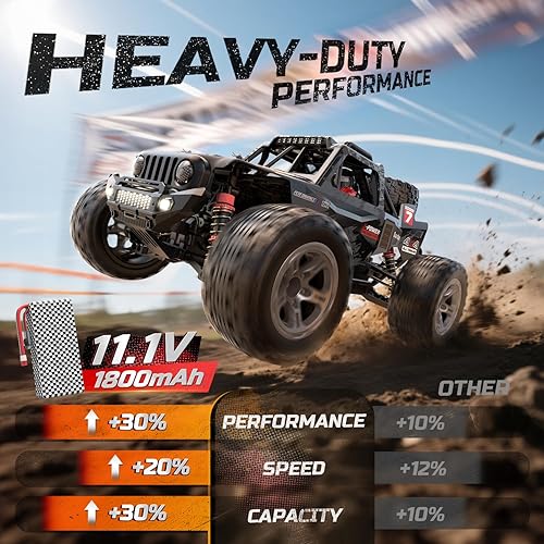 Miniatura 3 de DEERC Auto RC sin escobillas 110 para adultos, 60 KMH 4x4 3S Fast RC Trophy Truck con neumático de repuesto, camión monstruo a control remoto