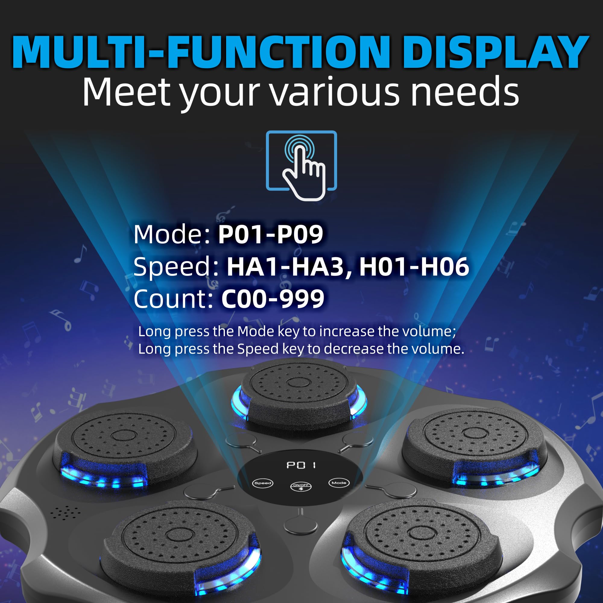 Music Boxing Machine con guantoni da boxe, stile extra grande, intelligente da boxe con Bluetooth, macchina elettronica da boxe per montaggio a parete con 9 modalità di velocità e modalità di
