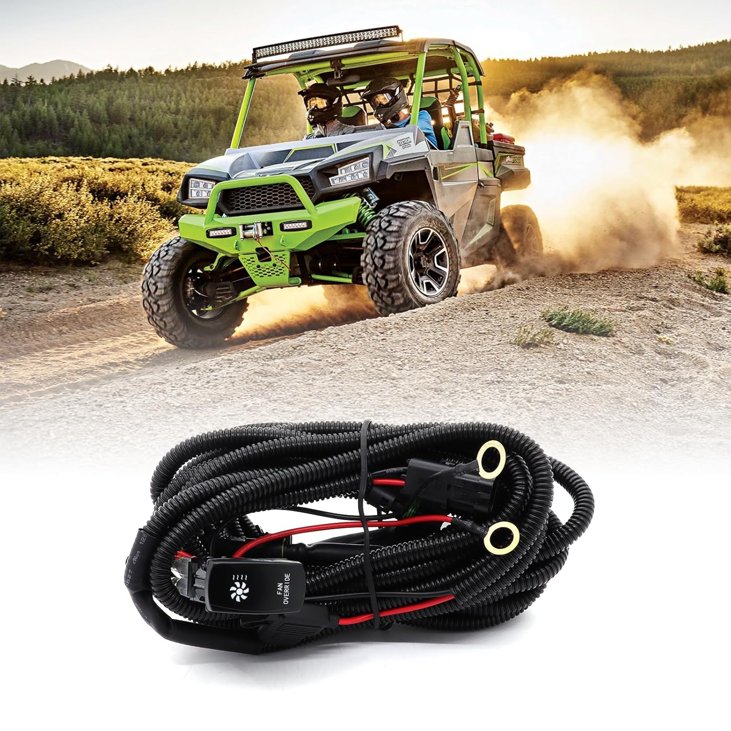 PLUSBEAM UTV ATV Fan Override Switch Kit with Relay Wiring