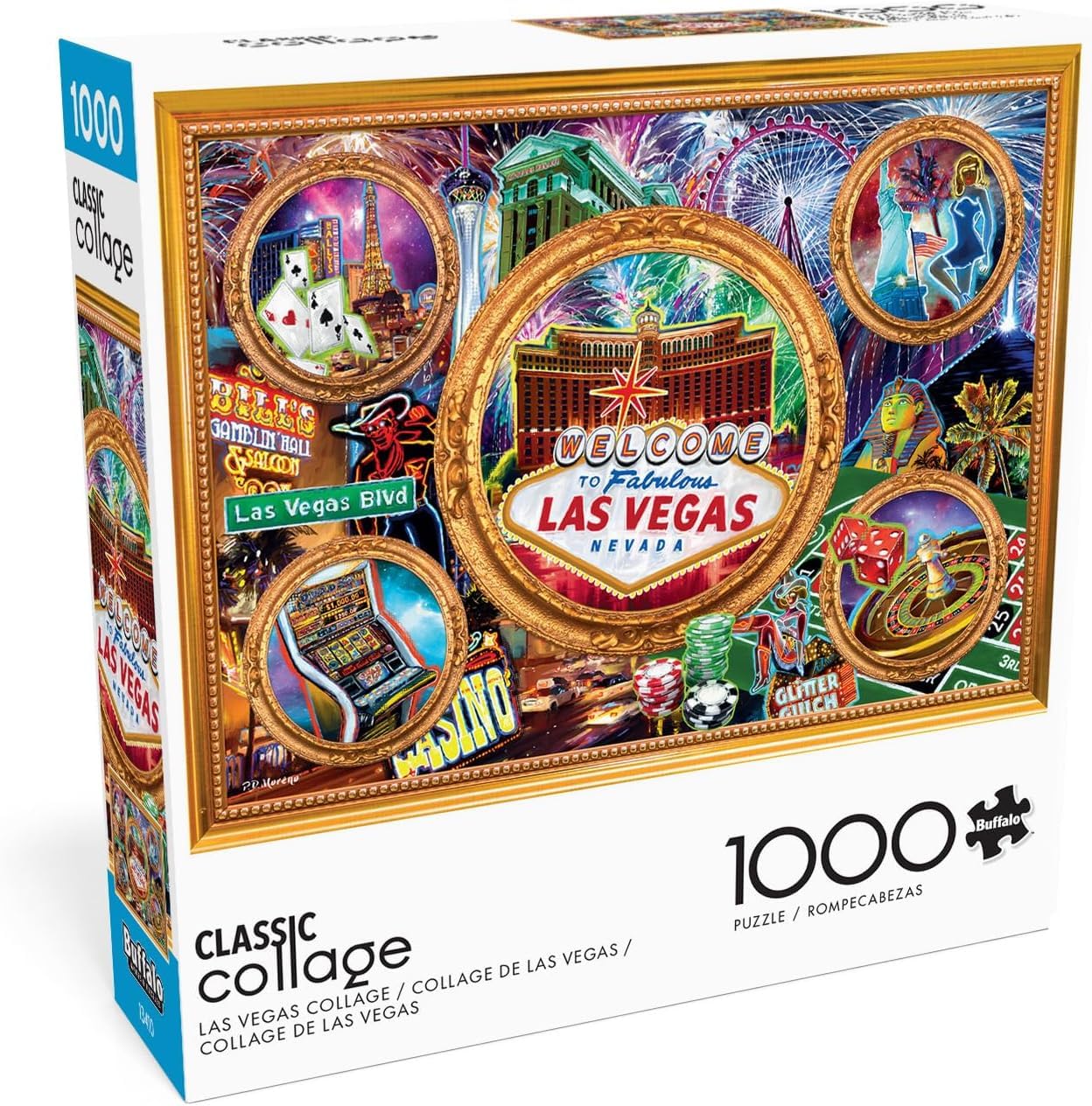 Buffalo Games - Las Vegas Collage - 1000 Piece Jigsaw Puzzle for Adults Challenging Puzzle Perfect for Game Nights - Finished Size 26.75 x 19.75