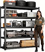 Vista 1 de 5-Tier Garage Shelving, 78''H*40''W*16''D Metal Storage Shelf ，2-in-1 Adjustable 3020 lbs Heavy Duty Unit Shelves, Upgraded Reinforced Double-Layer