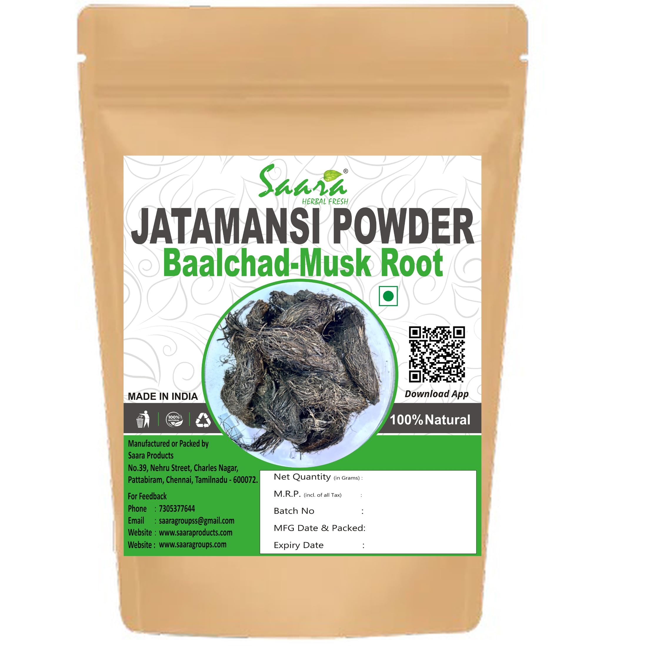 Saara HERBAL FRESH Jatamansi Powder, 50g, Baalchad, Nardostachys Jatamansi, Balchar, Sambul Lateeb Powder For Hair Care, (pack of 1 x 50g)-picture-20
