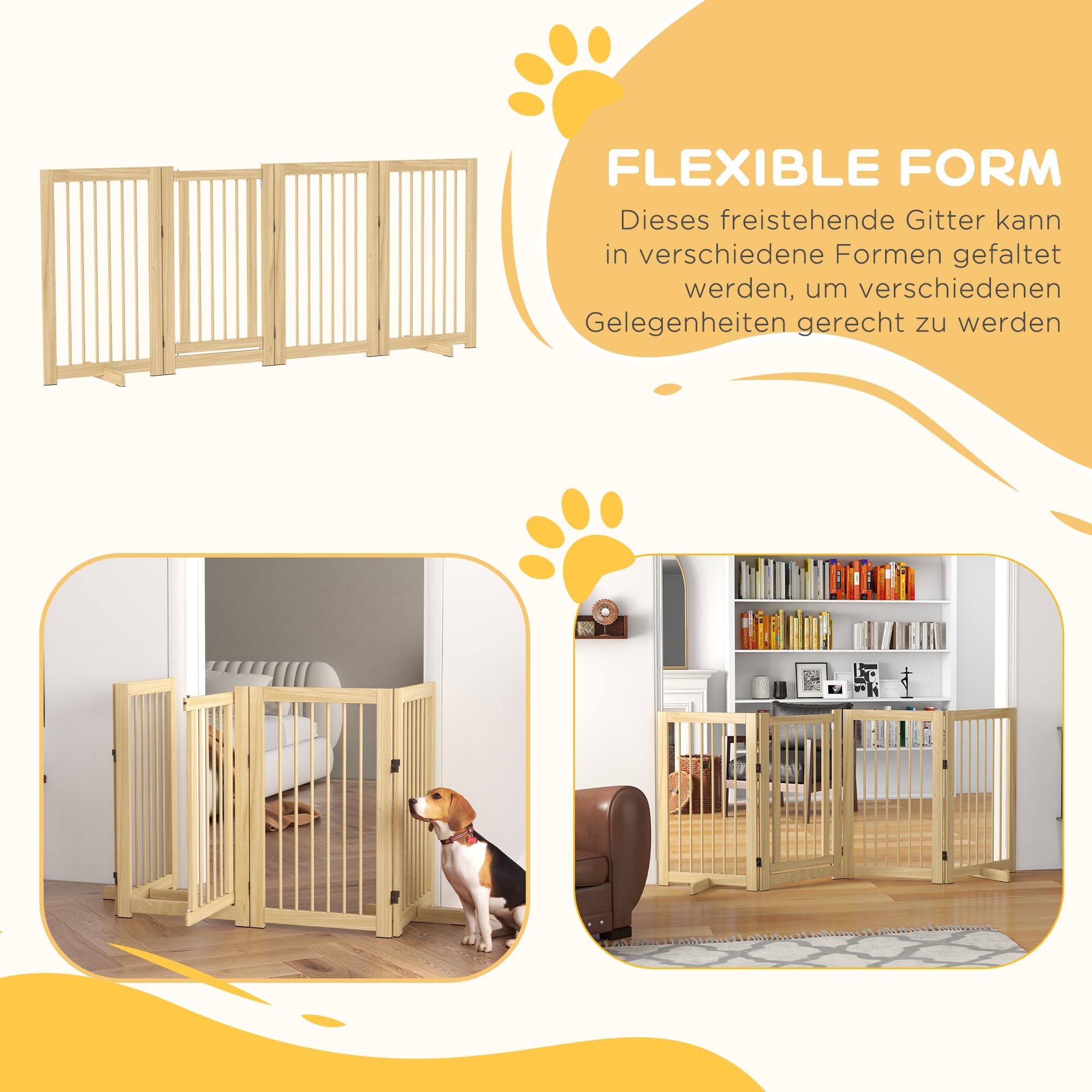 PawHut Griglia di Protezione Cane Autoportante 220 x 91 cm Legno