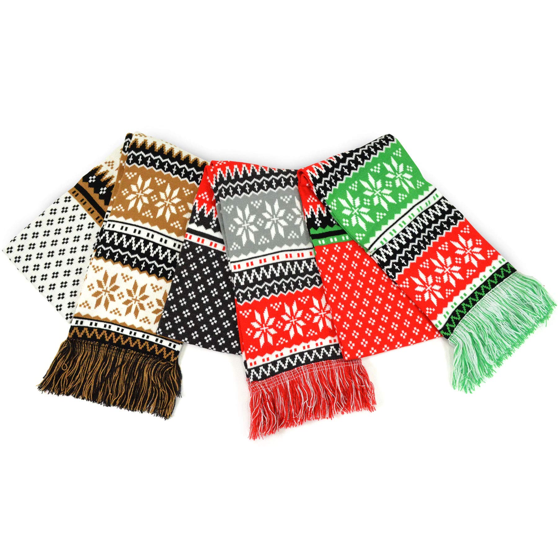 TeeHee Christmas Holiday Winter Unisex Double Layer Knitted Scarves 3-Pack (Winter-4)