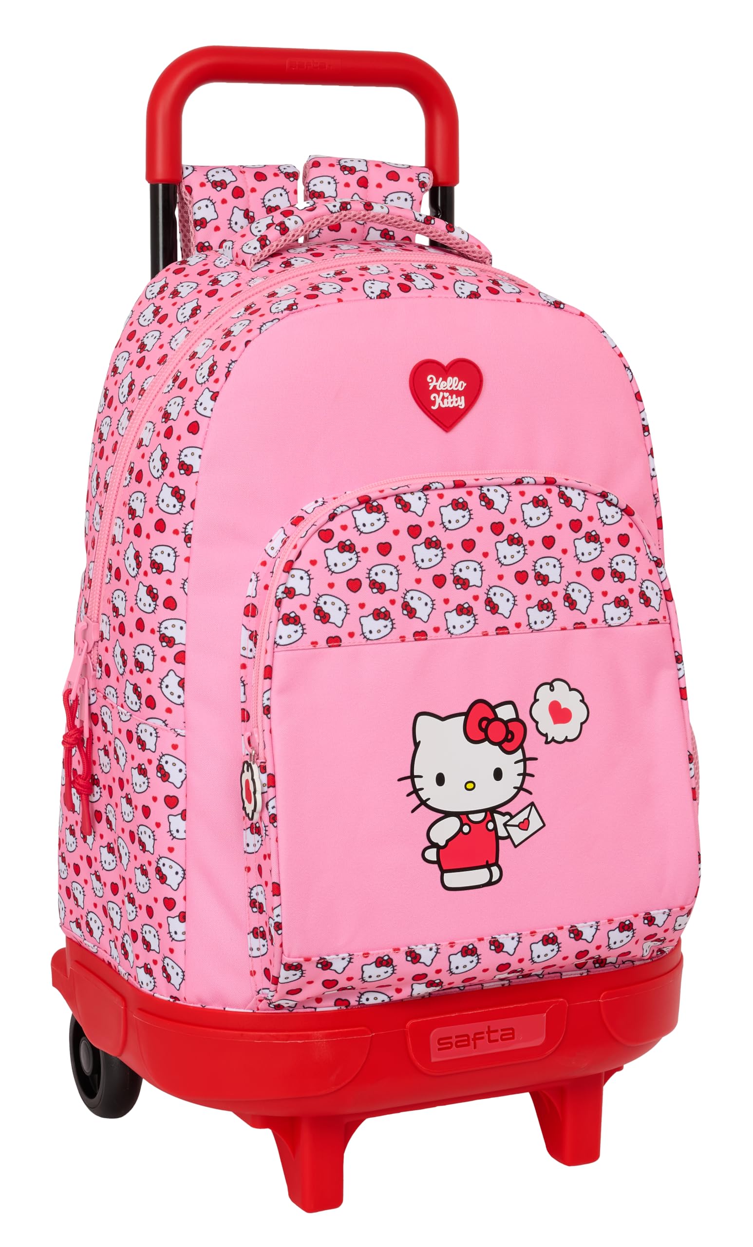 HELLO KITTY duży plecak na kółkach, kompaktowy, zdejmowany, idealny dla dzieci w różnym wieku, wygodny i wszechstronny, jakość i wytrzymałość, 33 x 22 x 45 cm