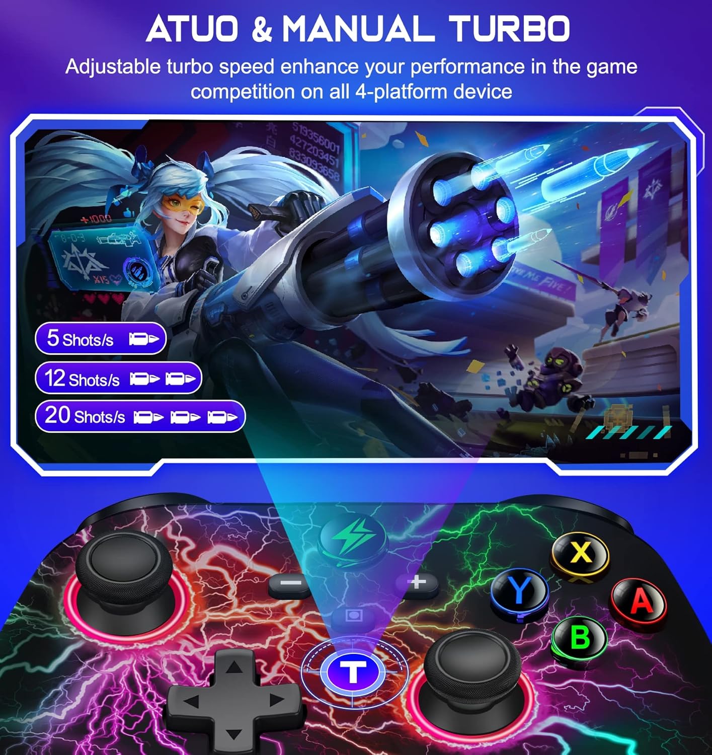 Switch Controller, LED Wireless Switch Pro Controller for Switch/Lite/OLED, Multi-Platform Windows PC/IOS/Android Remote with Cool RGB Light/Programmable/Motion Control/Vibration/Turbo/Wakeup : Video Games