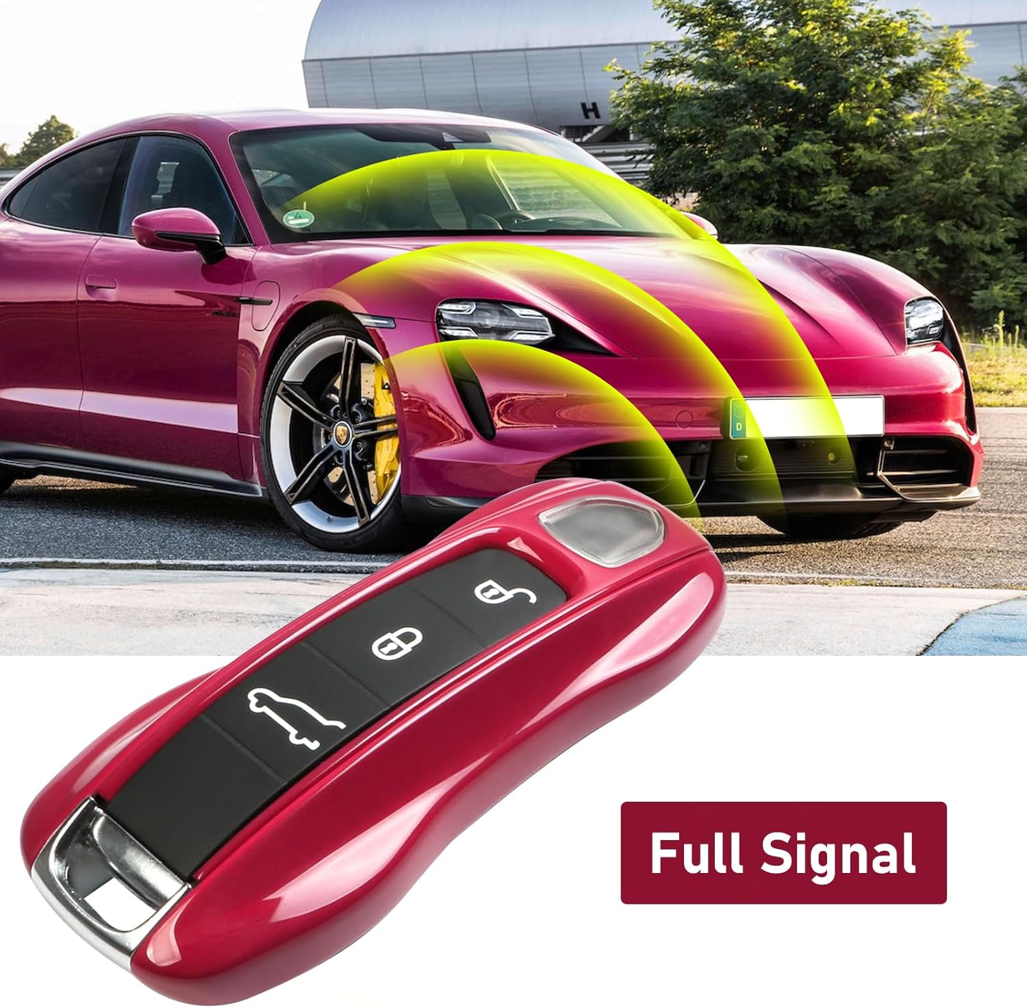 Jaronx Compatible with Porsche Key Fob Cover, Compatible with Porsche Cayenne Panamera Key Fob Cover 2018-2024, Carrera Taycan Accessories 2020-2024 (Ruby Star Red-New) - Image 4