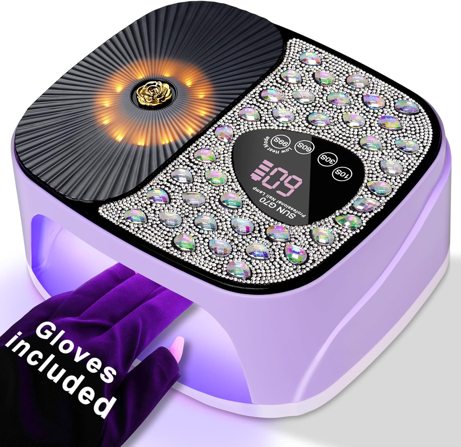 Cordless UV LED Nail Lamp Kit with UV Gloves, Rechargeable Nail Lamp UV Light for Gel Nails with 4 Timer Setting Display Auto Sensor, Nail Dryer Fast & Even Curing for All Gel Polishes