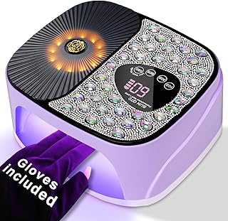 Cordless UV LED Nail Lamp Kit with UV Gloves, Rechargeable Nail Lamp UV Light for Gel Nails with 4 Timer Setting Display Auto Sensor, Nail Dryer Fast & Even Curing for All Gel Polishes
