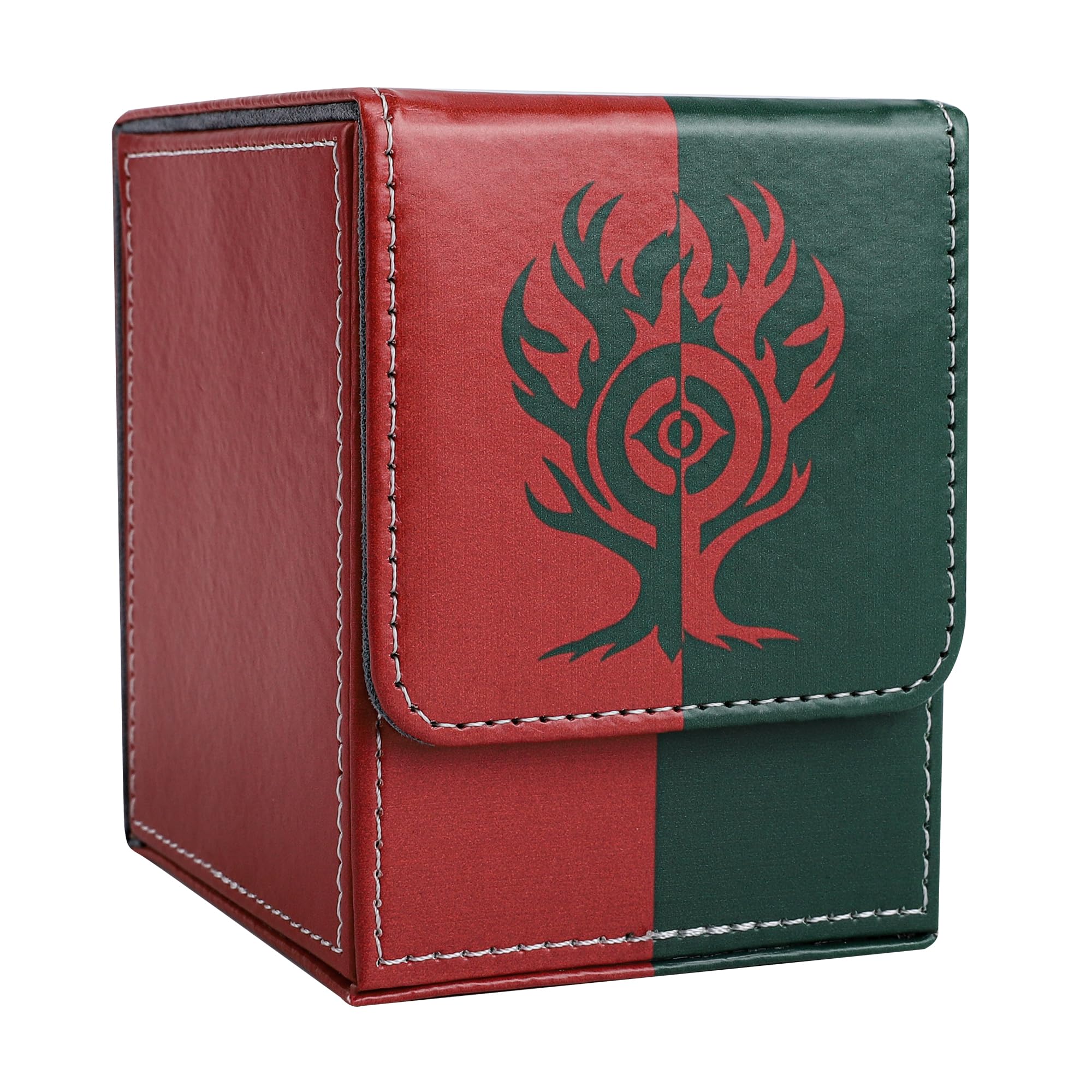 Zettokete Magnetic Card Deck Box with 2 Dividers, Holds 100+ Double Sleeved Cards, PU Leather Deck Case Fits for MTG Commander Decks and Magic Cards,