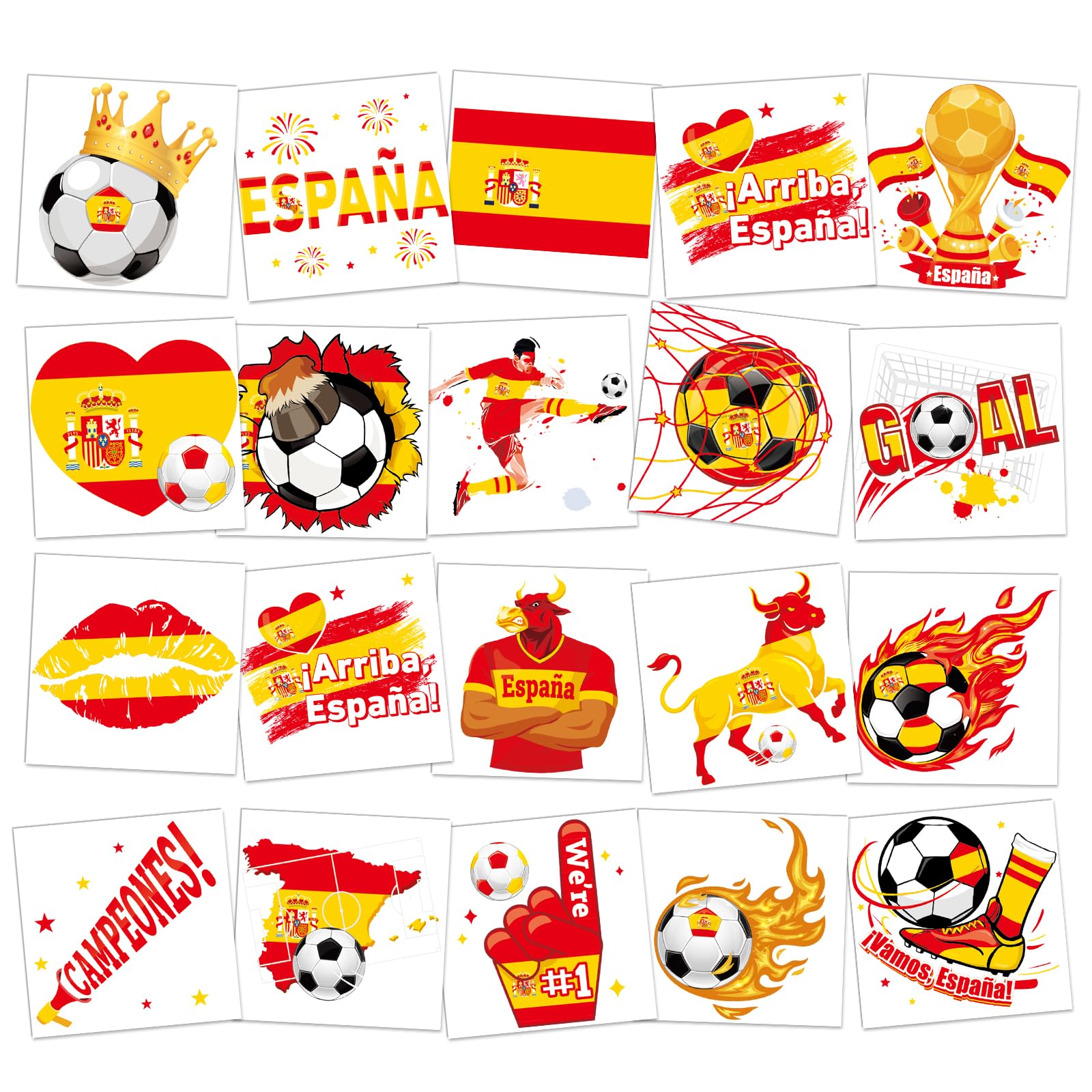 DPKOW 40 Tatuajes de fútbol de la Copa del Mundo de España, Accesorios para aficionados españoles del Mundial 2026 Tatuajes temporales de fútbol regalos de la Copa del Mundo, Decoraciones Mundial 2026 — view 6