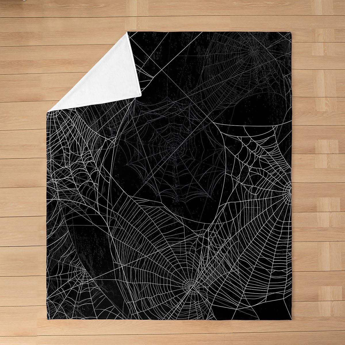 Castle Fairy Spider Web Fleece Throw Blanket Super Soft Cozy Black and White Flannel Blanket for Kids Women Adults Spider Plush Blankets Halloween Theme Fuzzy Blanket for Sofa Bed Couch(60x80 Inches)